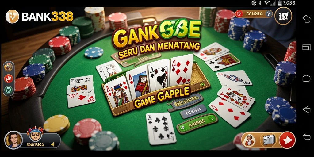 Screenshot BANK338 menampilkan gameplay Gaple yang menarik dan interaktif.