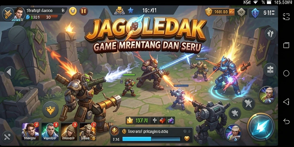 Tangkapan layar JAGOLEDAK menampilkan aksi seru dalam strategi pertempuran.