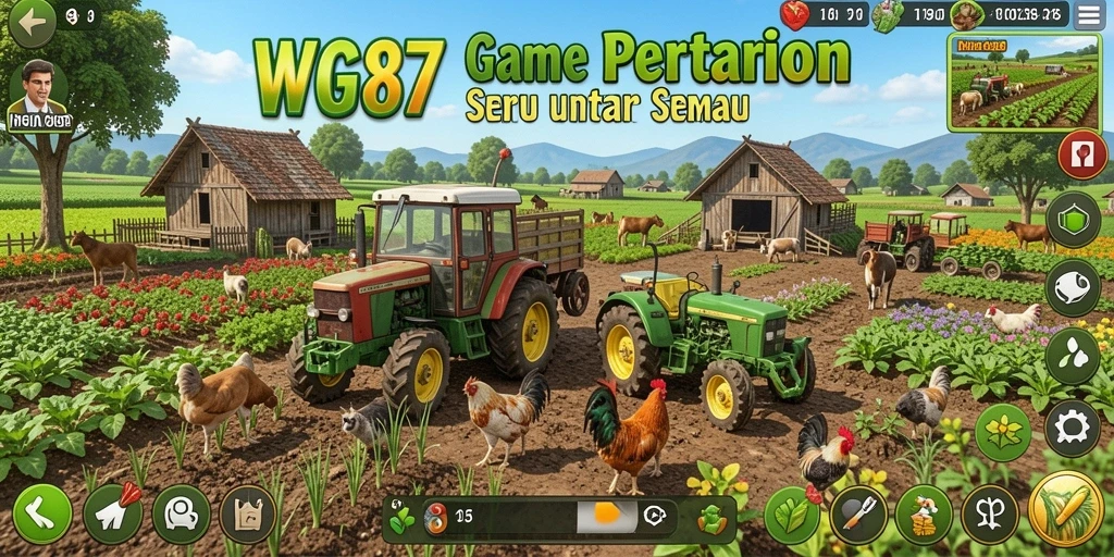 Screenshot utama WG87 menampilkan gameplay seru dari aktivitas bertani.